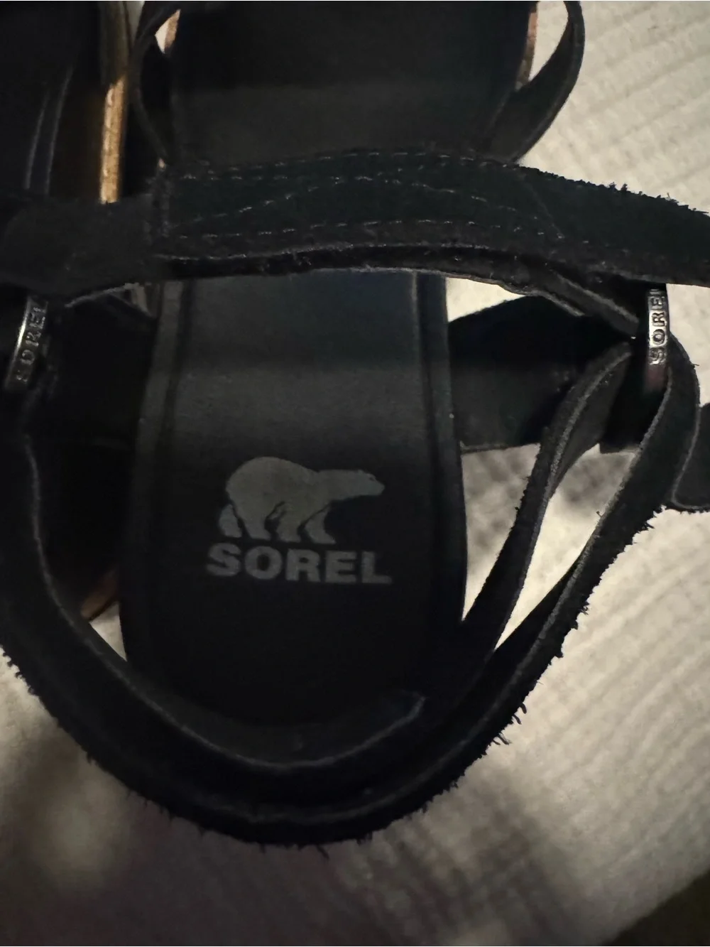 Sorel Black Women's Strappy Leather Ankle-Strap Sandals